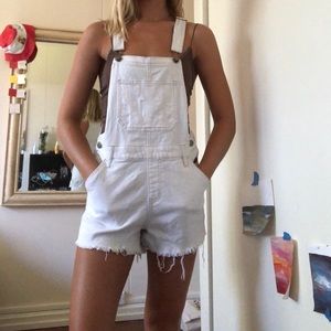 Vintage white short overalls